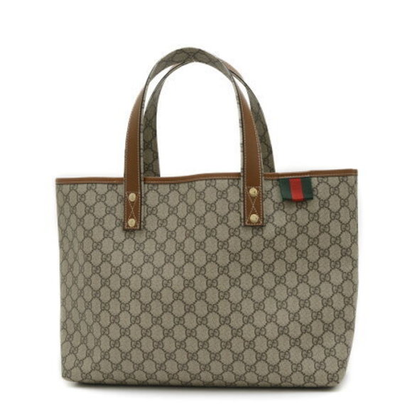 Gucci GG Supreme Sherry Web Tote Bag Beige Brown - Picture 1 of 7